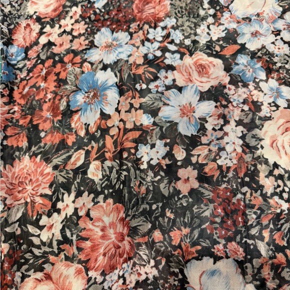 Dealmore Floral Mesh Sheer Long Sleeve Top Y2K Layering Shirt Size S - Picture 9 of 9